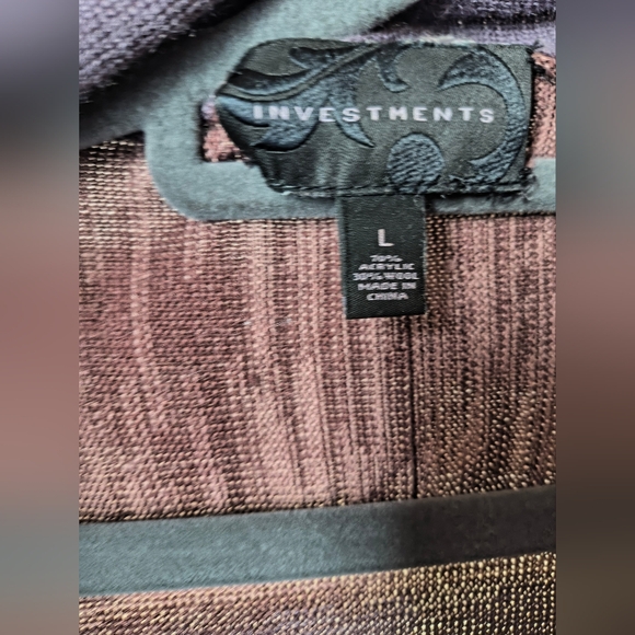 Investments Cardigan Women's Size Large Wool Blend Open Front Knit Sweater - Picture 6 of 11